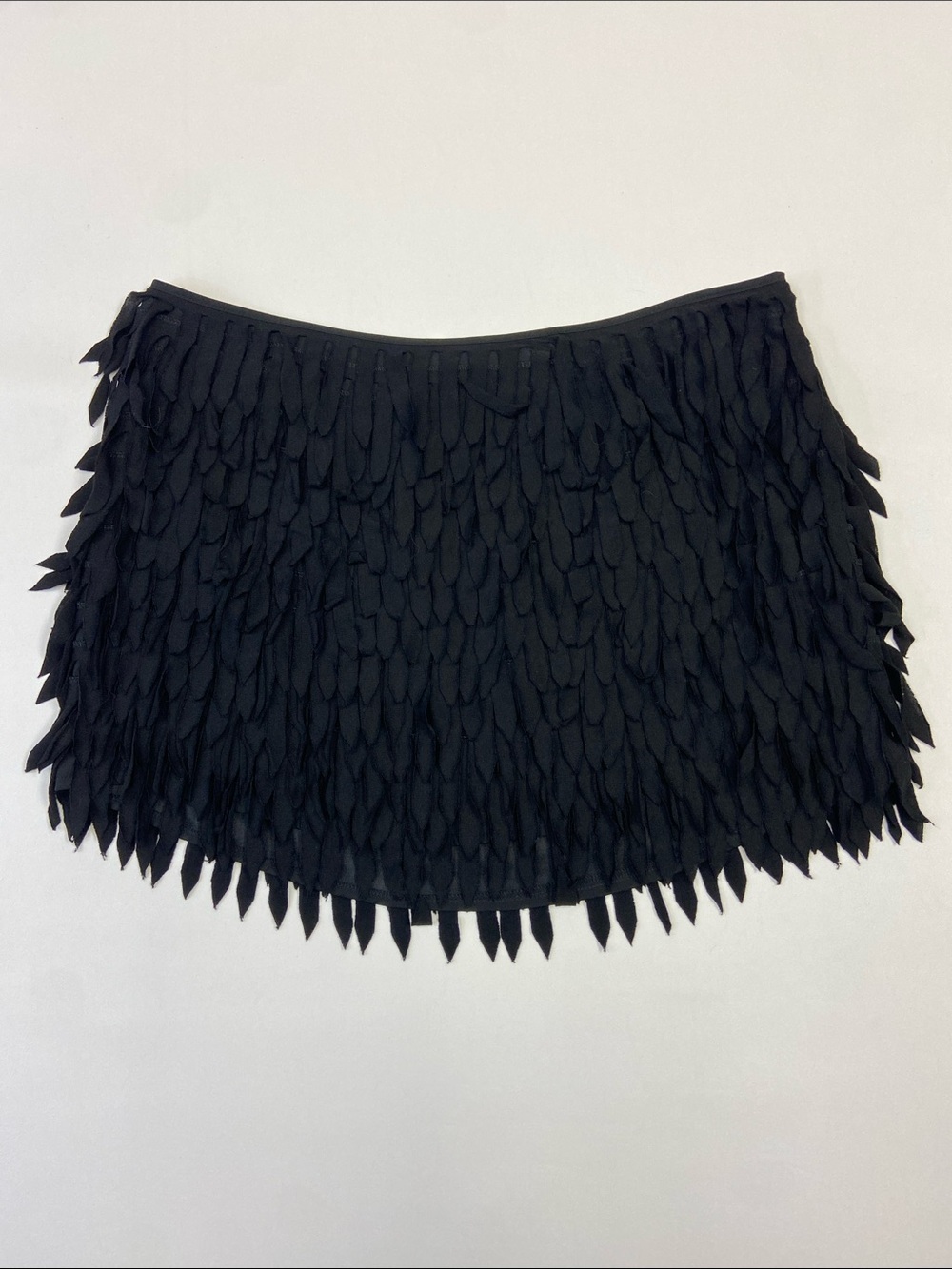 Vintage Bebe Black Silk Fringe Mini Skirt Size XS sexy cocktail festival EUC